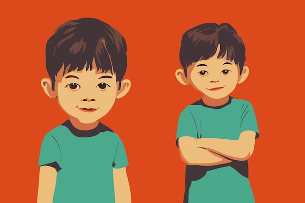 Child illustration boy and grinning boy