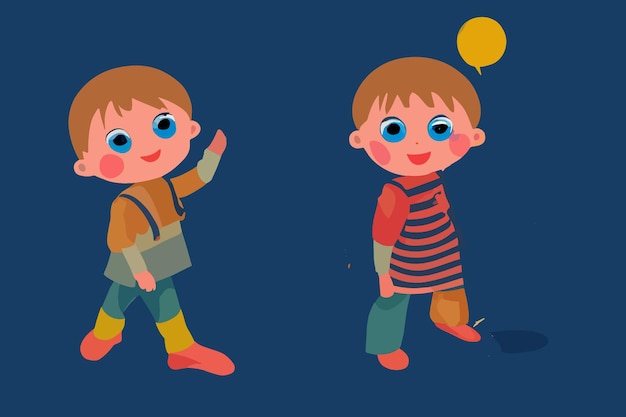 Child illustration boys and smiling boys