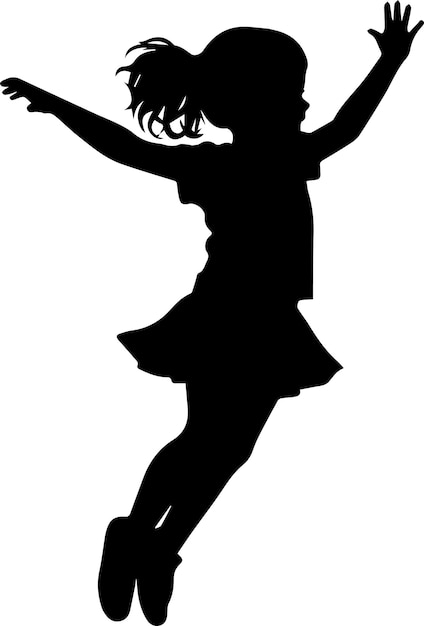 Vector child jumping vector silhouette 2