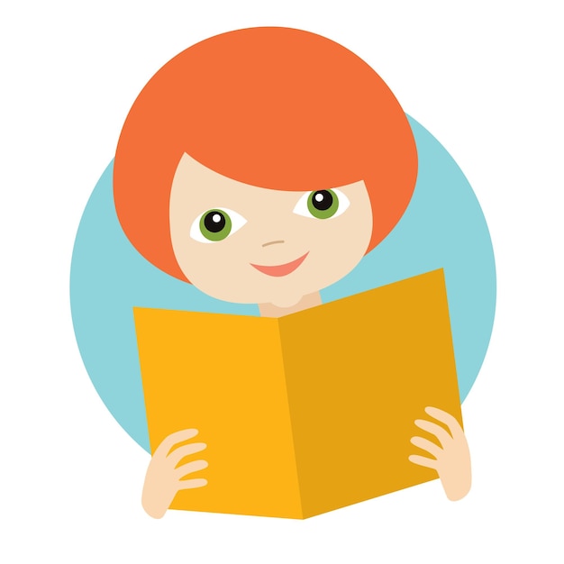 Child kid reading a book Flat vector