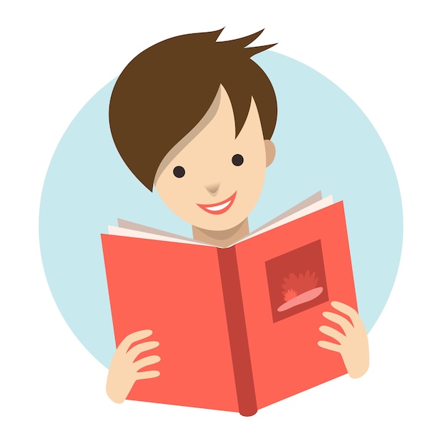 Child kid reading a book Flat vector