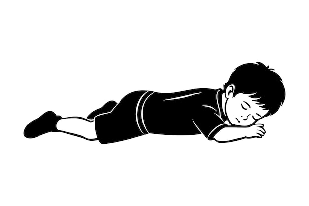 Vector child lying down relaxed kid vector illustration