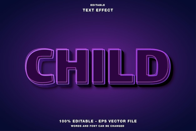 Child neon editable text effect