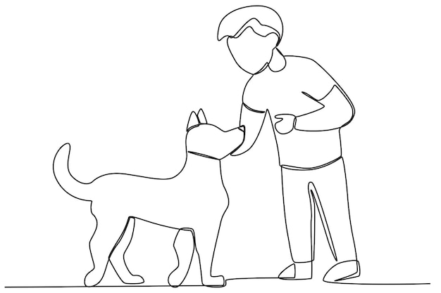 A child playing outdoors with his dog Park activities oneline drawing