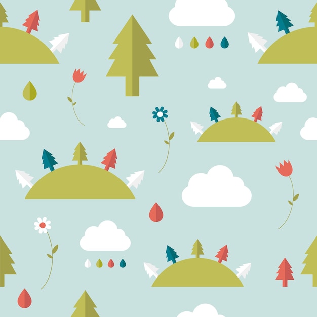 Child seamless pattern Forest concept