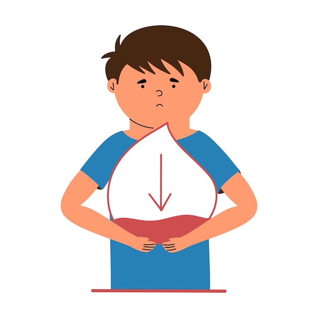 The child suffers from hypoglycemia A teenager with symptoms of low blood sugar Vector illustration in flat style