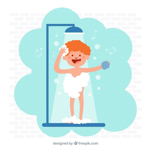 Child taking a shower