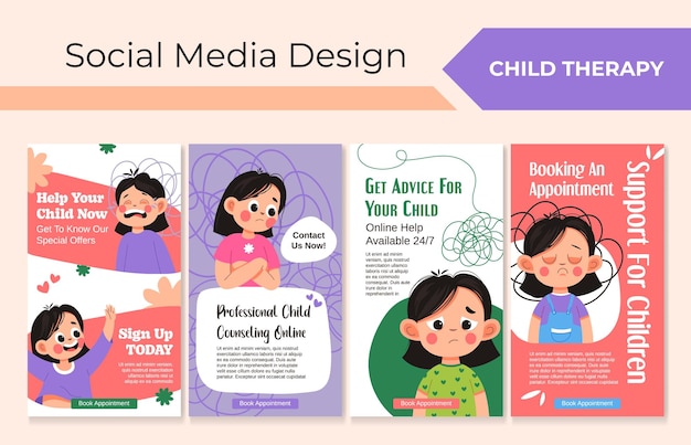 Child therapy advertising at social media stories