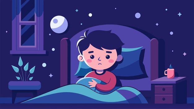 Child unable to sleep at night feeling insomnia and discomfort