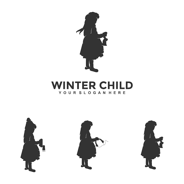 child winter logo design template illustration vector