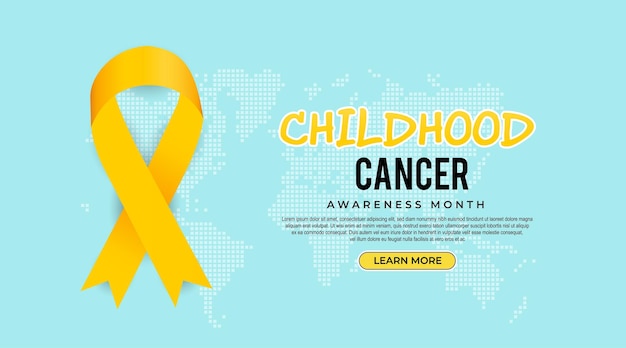 Childhood cancer awareness banner with yellow ribbon symbol