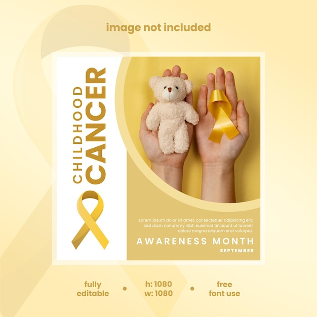 Childhood cancer awareness month instagram social media post eps vector