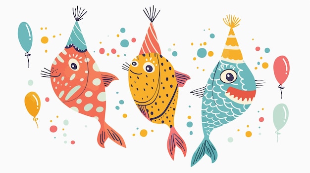 Vector childish birthday fish vector illustration