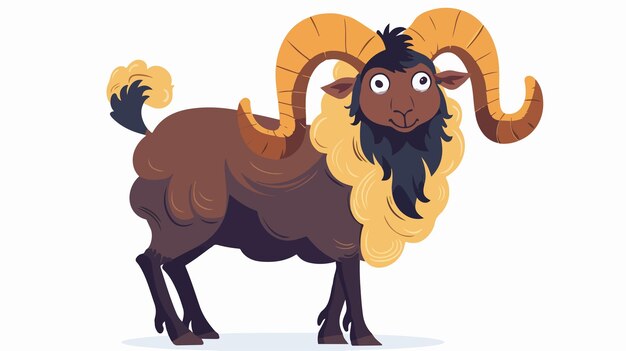 Vector childish cartoon ram animal vector illustration