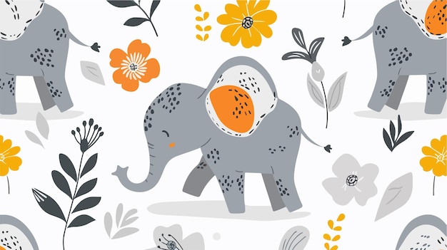 Vector childish elephant background vector illustration