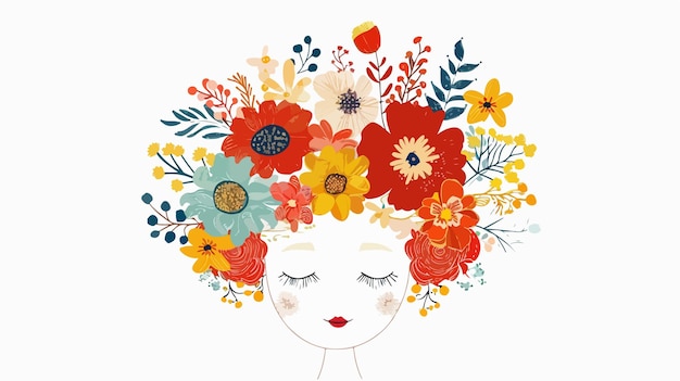 Vector childish handdrawn flower head vector illustration