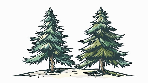 Vector childish handdrawn pine tree vector illustration