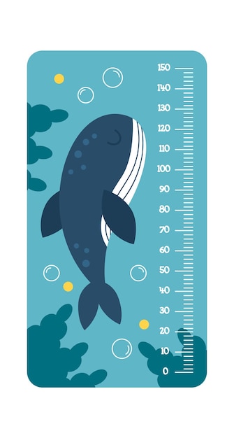 Childish Meter with Whale Cartoon Animal Vector illustration