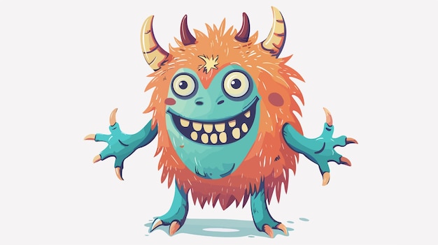 Childish Monster Vector Illustration with Handdrawn Style