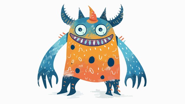 Vector childish monster vector illustration with handdrawn style