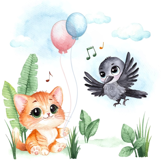 Childlike animals illustration