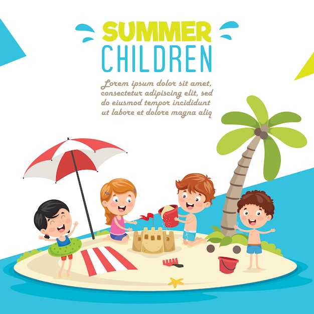 Children on the beach banner