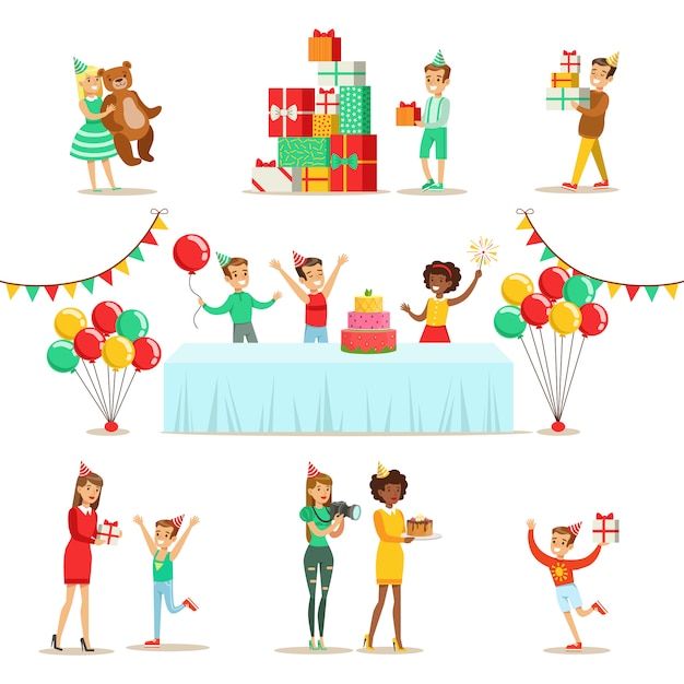 Children Birthday Party Set Of Scenes