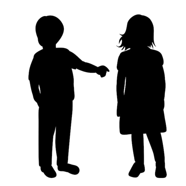 Children black silhouette isolated vector