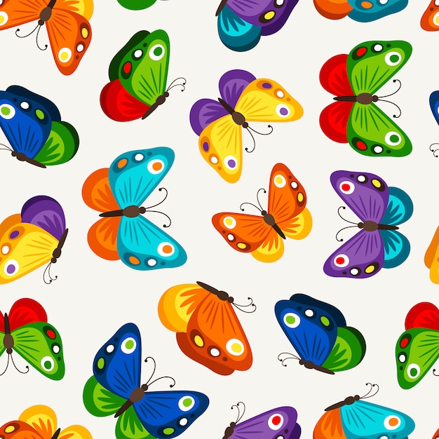 Children butterfly seamless pattern. Vector fashion butterflies wallpaper for child