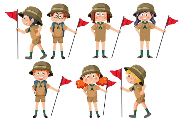 Children in camping outfit