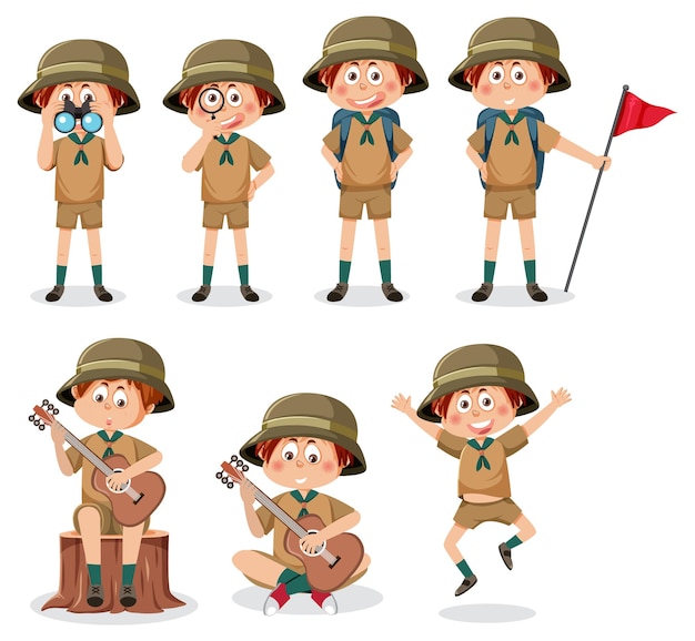 Children in camping outfit