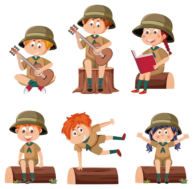 Children in camping outfit