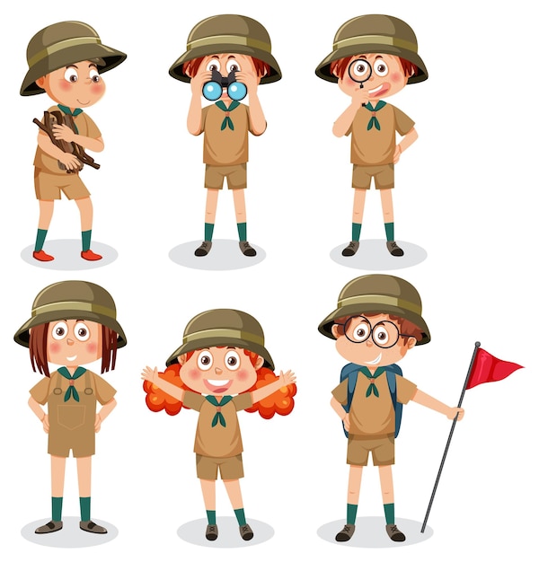 Children in camping outfit