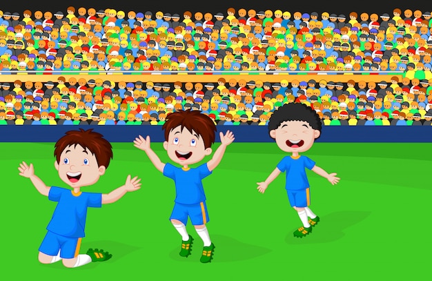 Vector children celebrate his goal