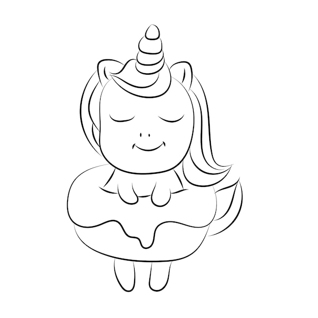 Children Coloring page design with cute unicorn Premium Vector