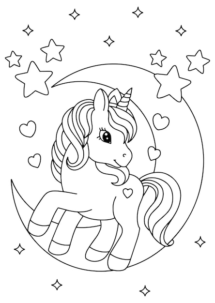 Children coloring unicorn book page 1