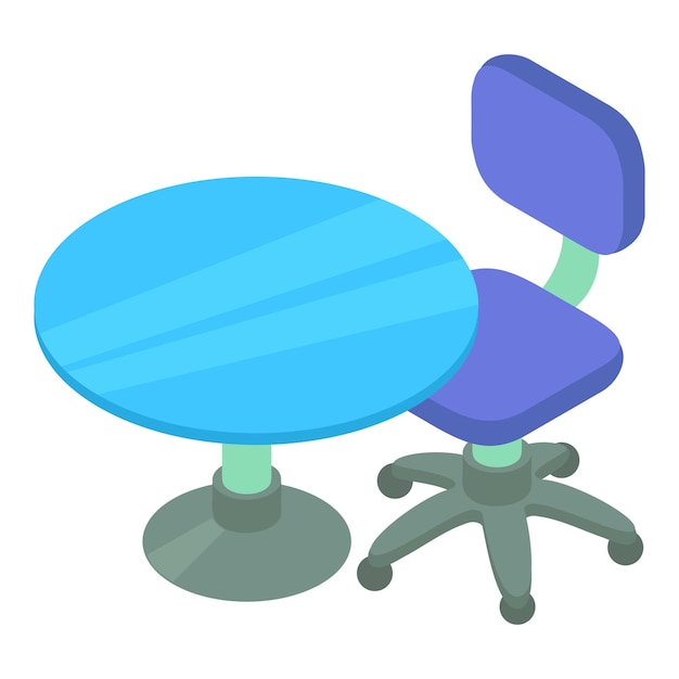 Children furniture icon isometric vector Round table and swivel soft chair icon One legged table furniture modern interior