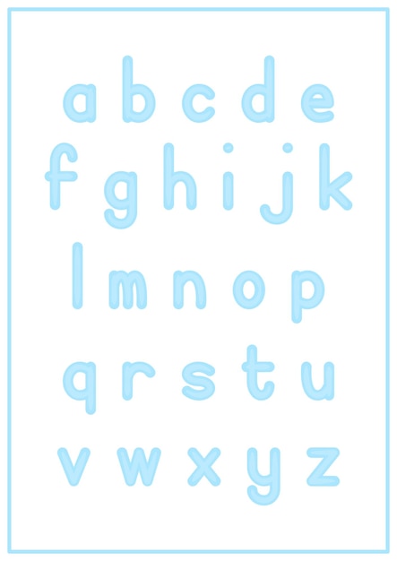 Children Learning Printable Alphabet Lowercase in Blue Color