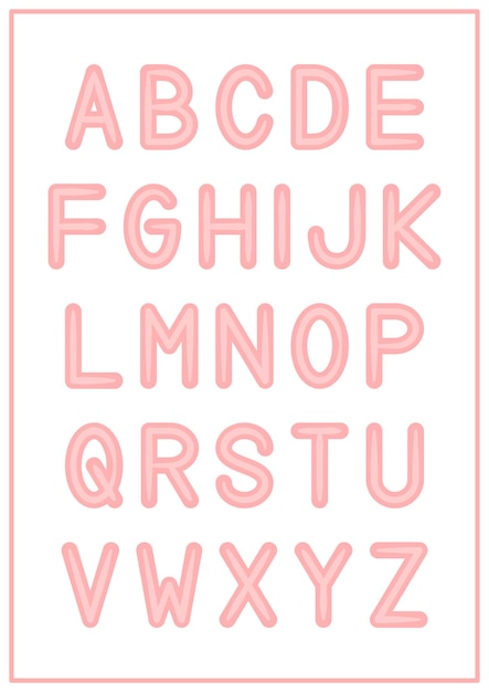 Children Learning Printable Alphabet Uppercase in Pink Color