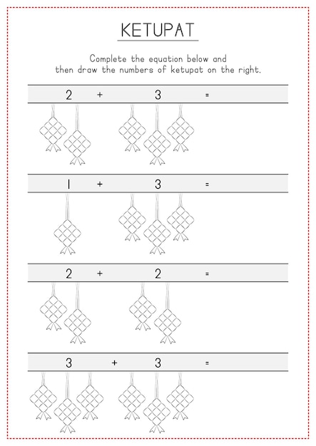 Children Learning Printable Counting Ketupat