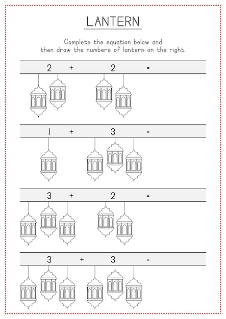 Children Learning Printable Counting Ramadan Lantern