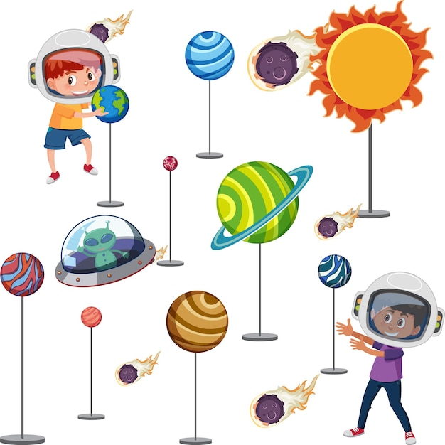 Children learning solar system