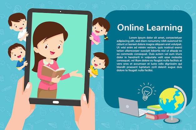 children online learning tablet concept Learning technology Elearning online education