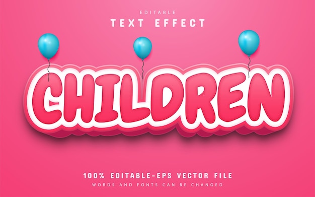 Children pink text effect editable