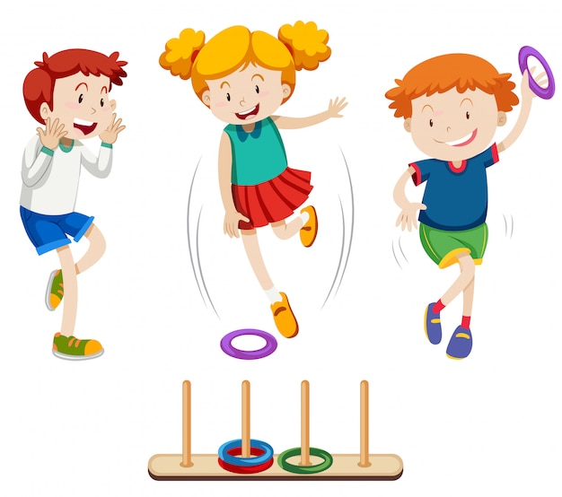 Children playing ring toss