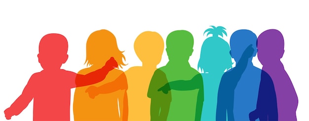 Children portrait colorful silhouette isolated vector