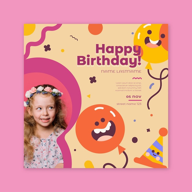 Children's birthday flyer square