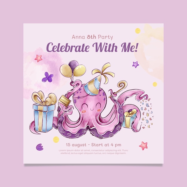 Children's birthday squared flyer