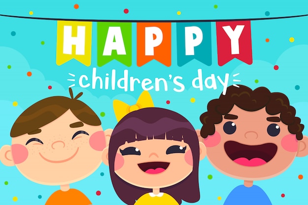 Children´s day greeting card,  Kids characters