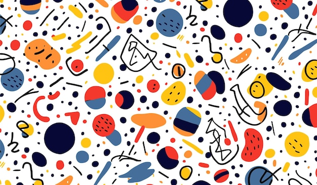 Children's Dreamland Explore the World of Fun Doodles in this Creative Seamless Pattern Collection